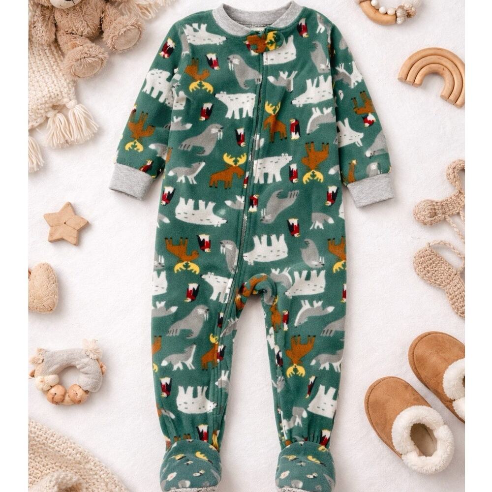 Woodland Animal Fleece Footed Sleeper 24M Cozy Forest Pajamas Baby Toddler